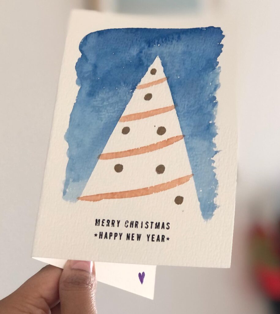 Christmas cards - Snowy tree - 2020 - Watercolour & gel roller