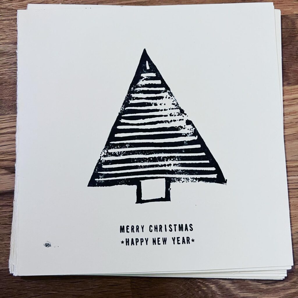 Christmas cards - Black trees - 2022 - Blockprint