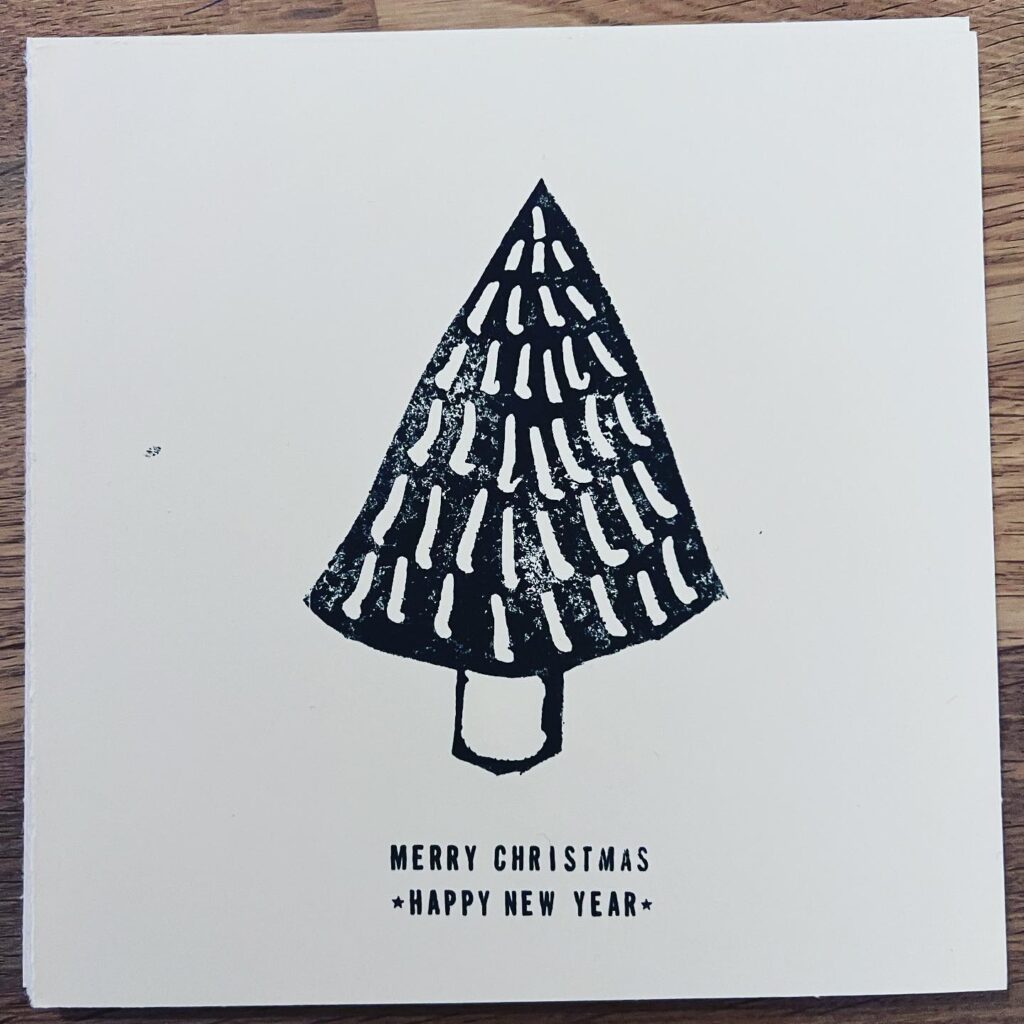 Christmas cards - Black trees - 2022 - Blockprint